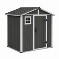 Abri de jardin en plastique gris et blanc avec toit incliné 200x130x192cm
