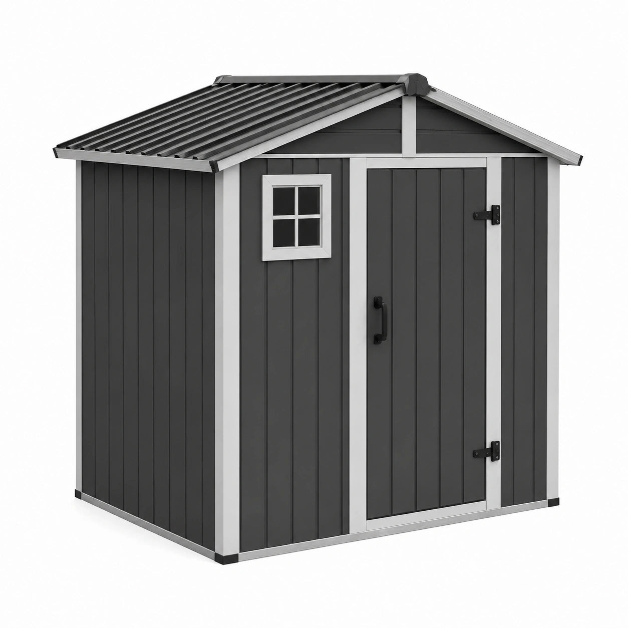 Abri de jardin en plastique gris et blanc avec toit incliné 200x130x192cm
