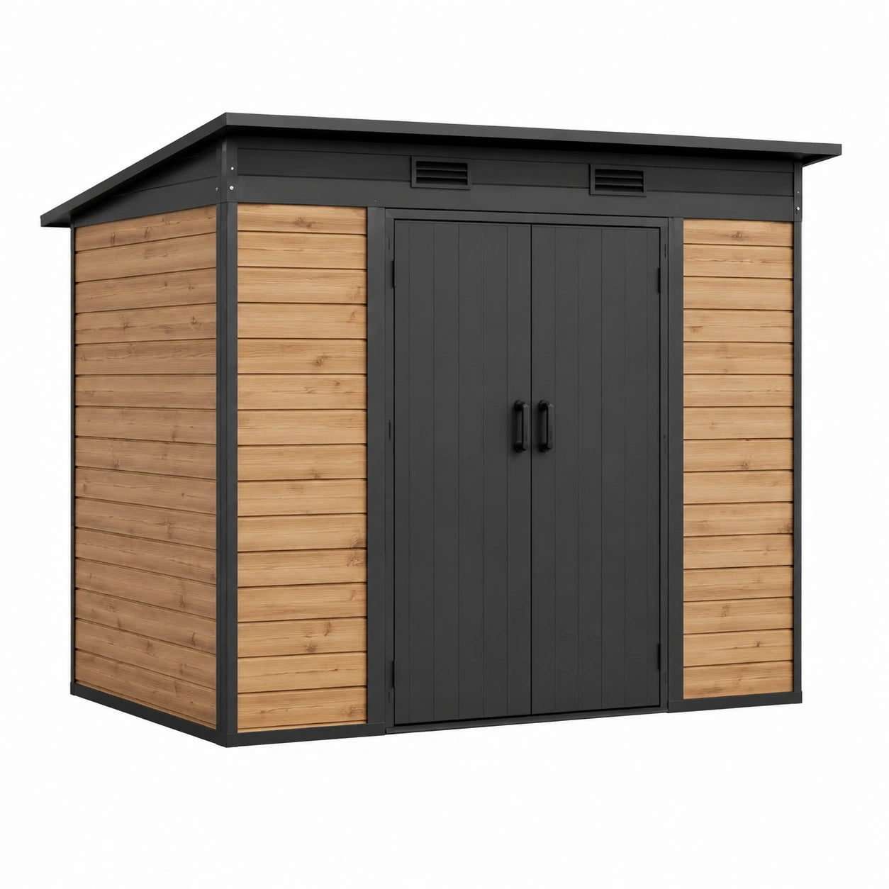 Abri de jardin en métal et bois 280x182x190 cm avec toit incliné