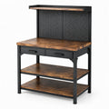 Établi en bois MDF et métal noir avec étagères