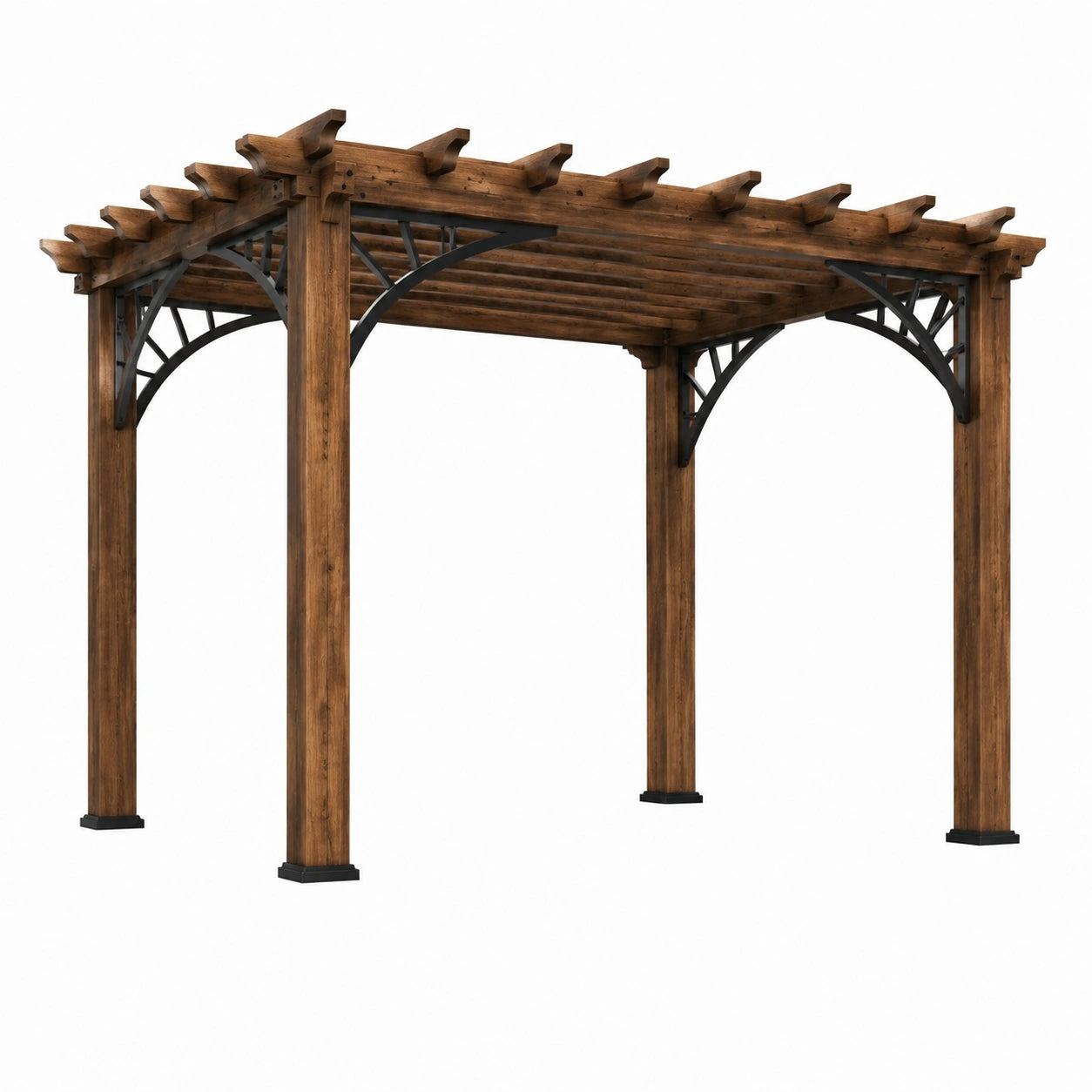 Pergola en bois et métal brun