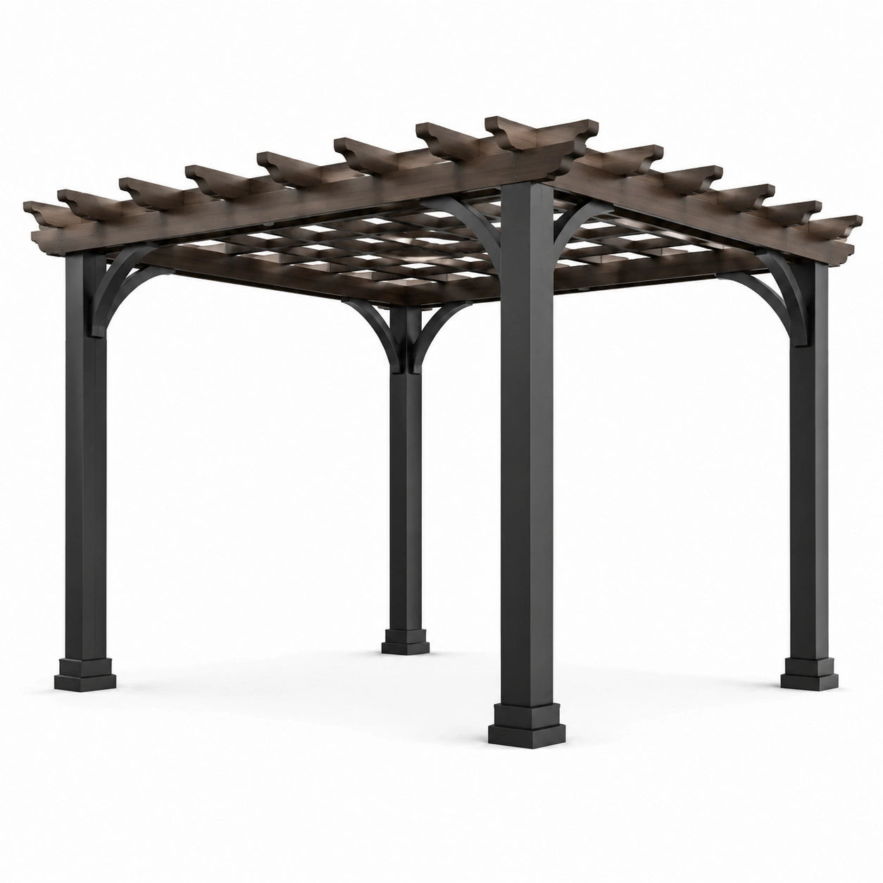 Pergola en aluminium et bois composite marron 300x300 cm