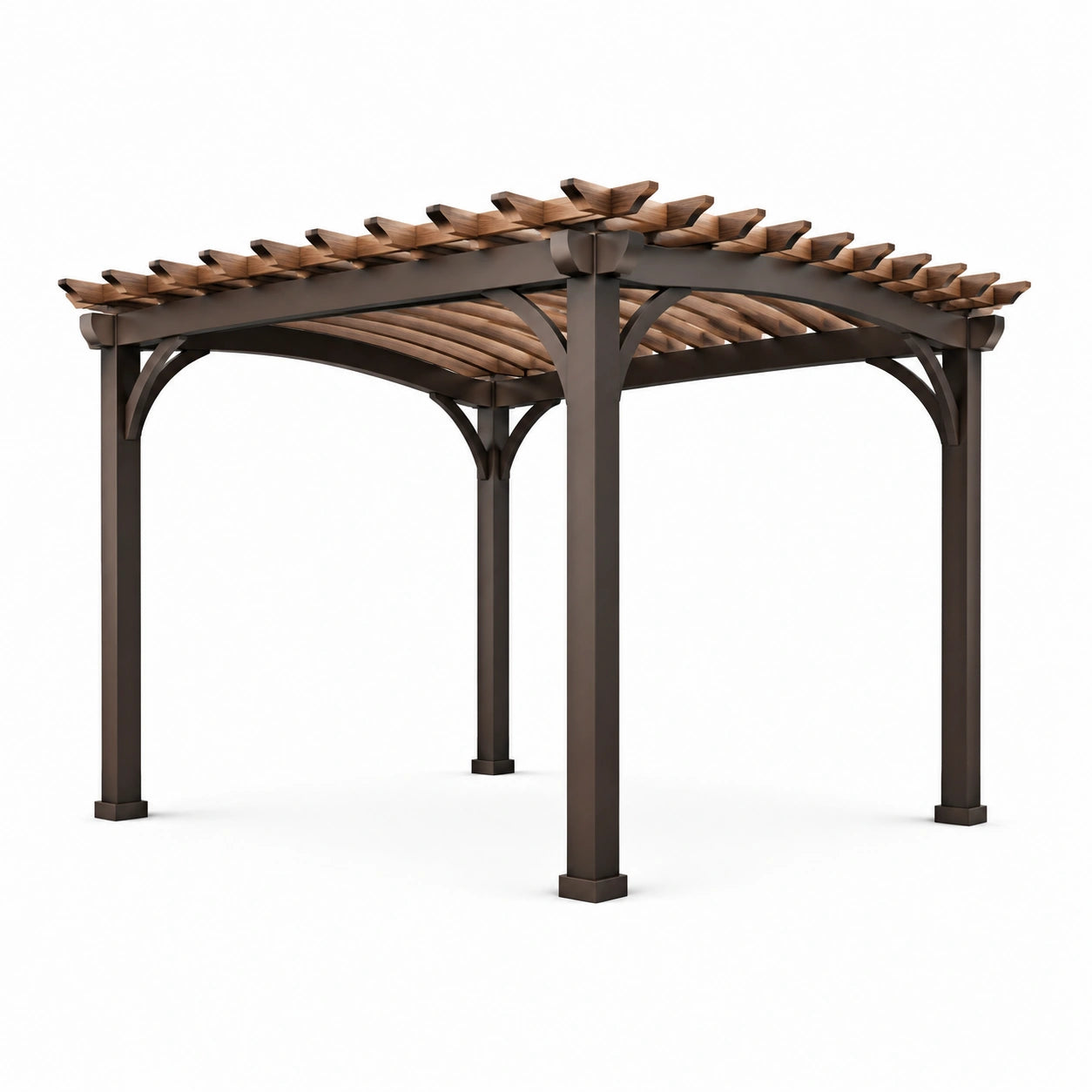 Pergola en aluminium et cèdre 300x300 cm marron