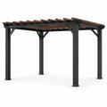 Pergola en aluminium et bois noir/marron 300x400x250 cm