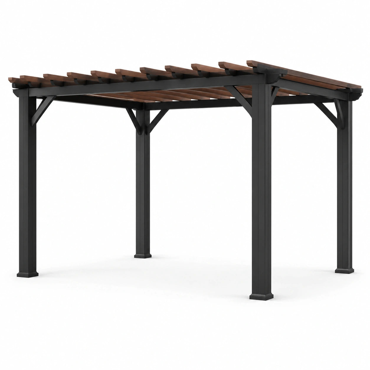 Pergola en aluminium et bois noir/marron 300x400x250 cm