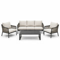 Ensemble de mobilier de jardin en aluminium avec coussins beiges
