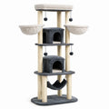 Arbre à chat en peluche et sisal beige et gris 140 cm