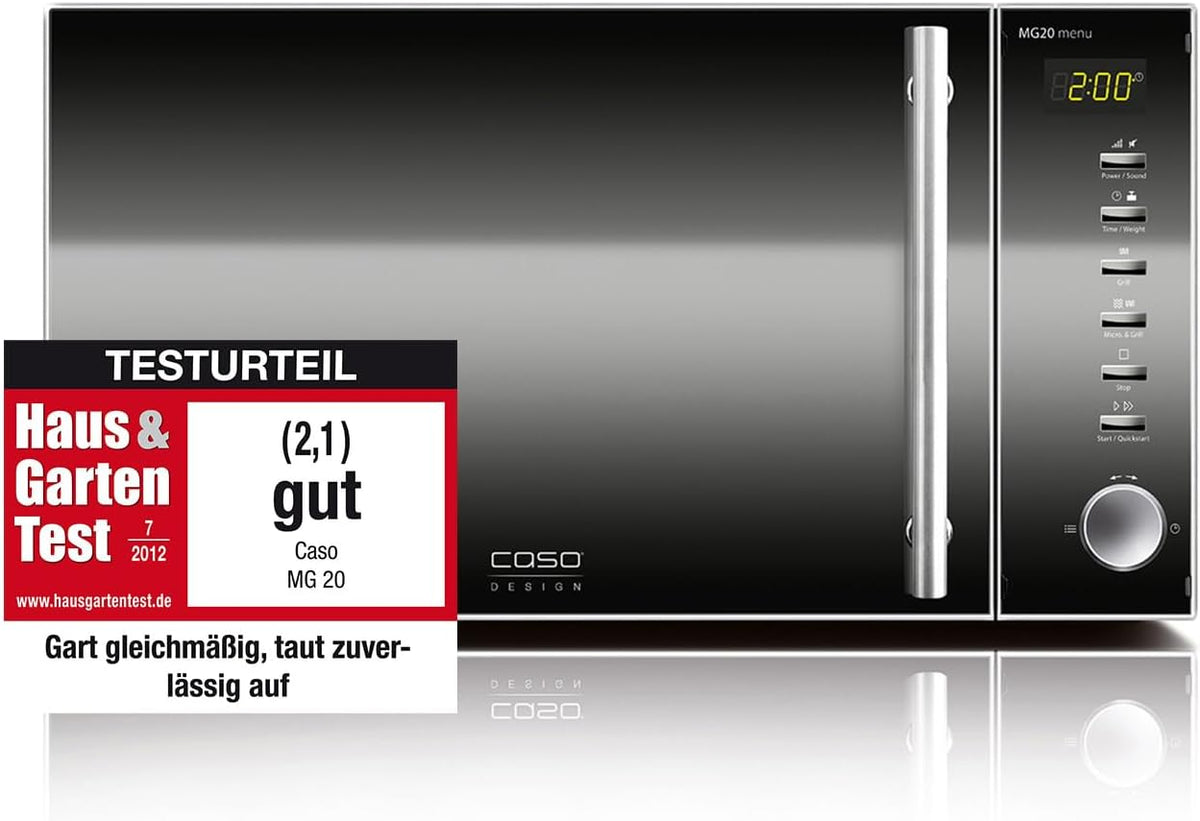 Four à micro-ondes MG20, 800 W, 20 L, acier inoxydable, grill, Caso