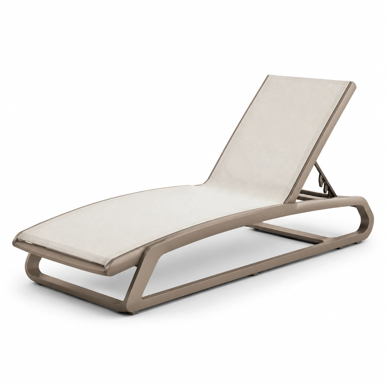 Chaise Longue Aluminium Textilène Beige 200x75x32cm
