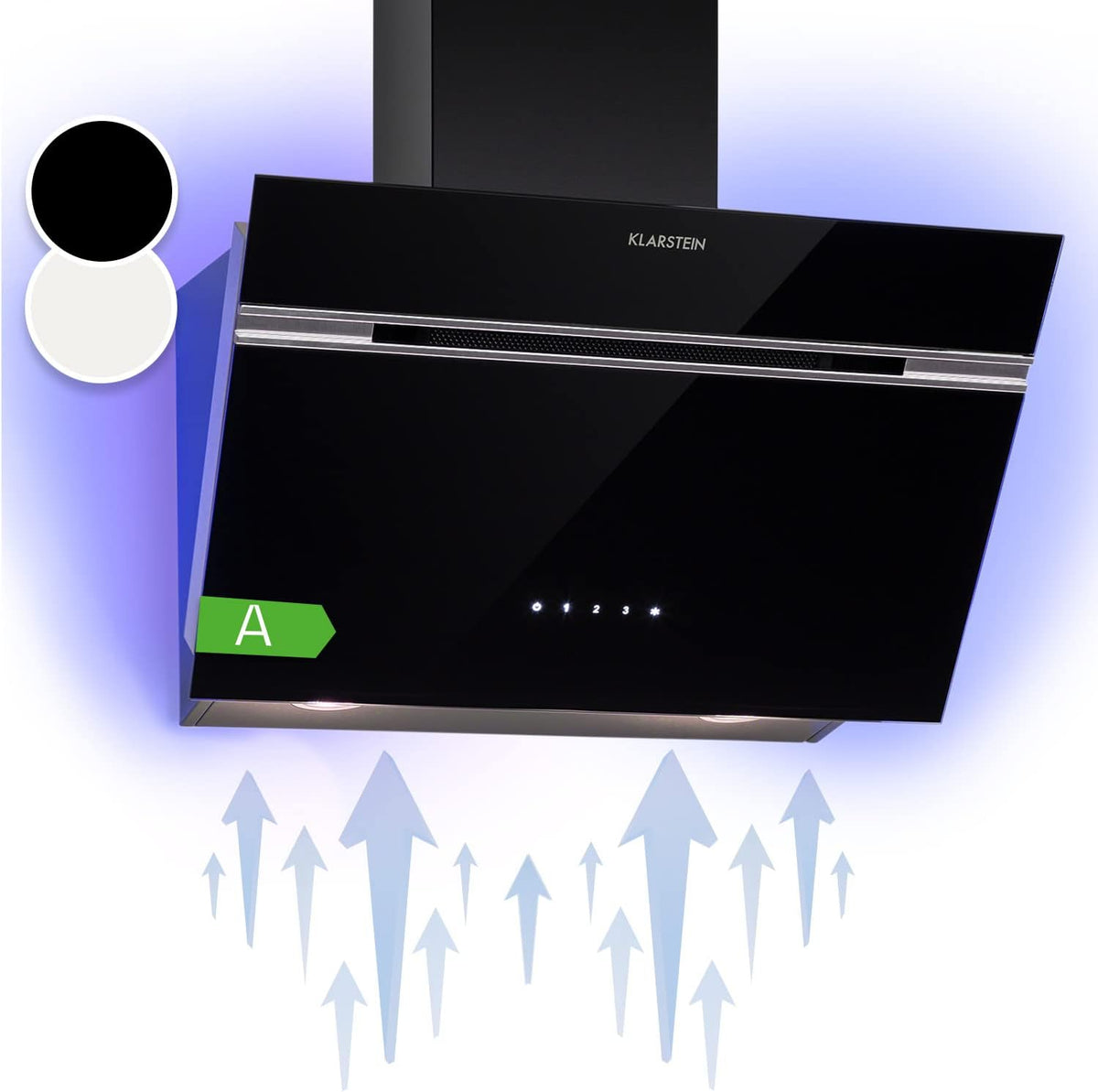 Klarstein hotte aspirante, 60 cm, 600 m³/h, 68 dB, avec éclairage LED, noir