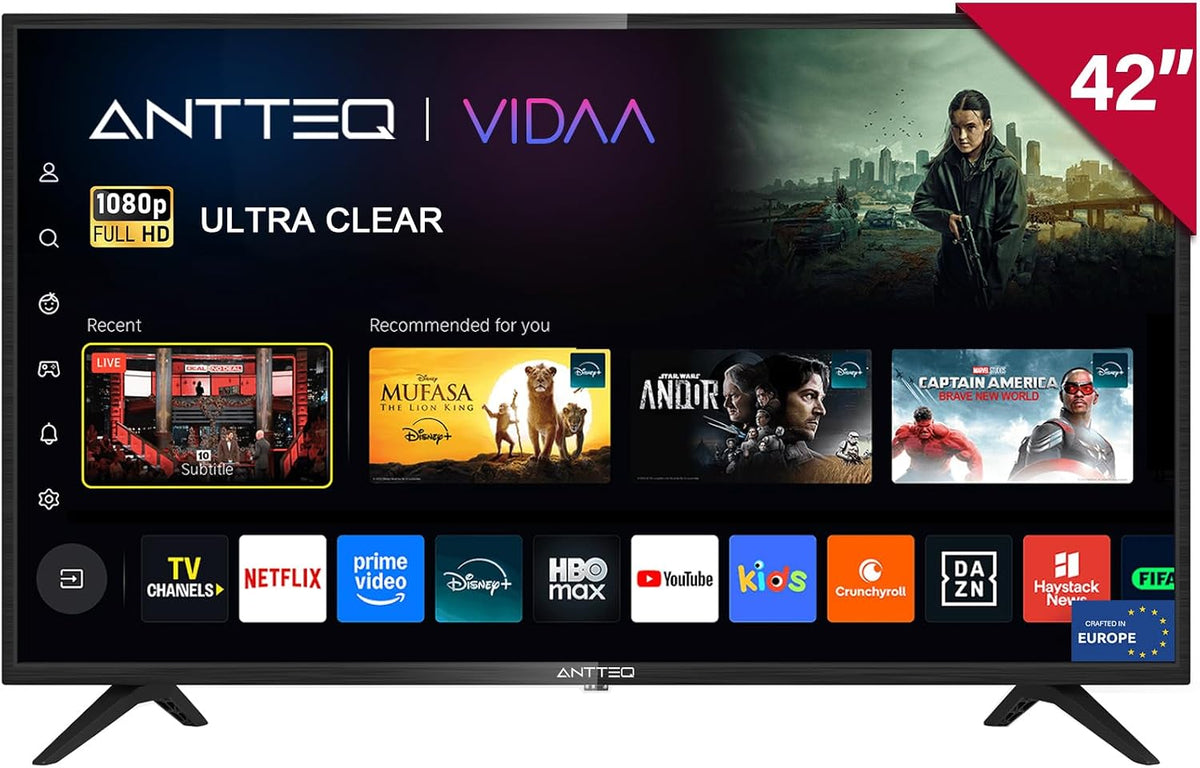 Téléviseur AV42F3, 106 cm, 42 pouces, avec éclairage LED, avec Wi-Fi, commande intelligente, Antteq
