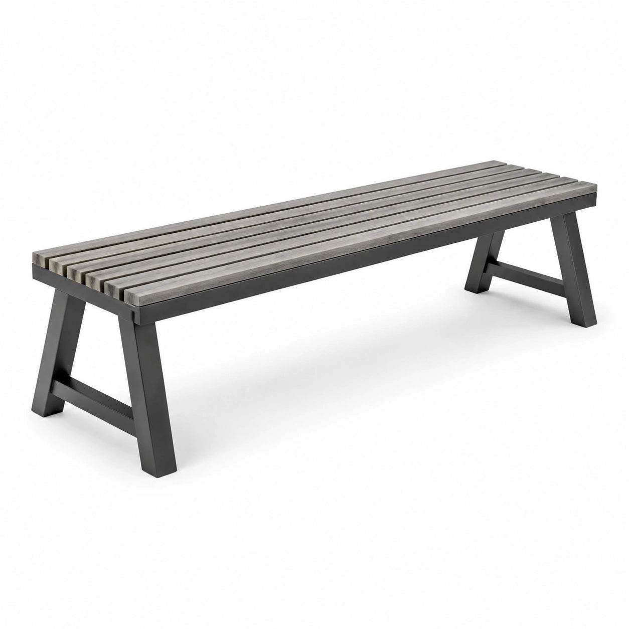 Banc extérieur en aluminium et bois composite gris 180 cm