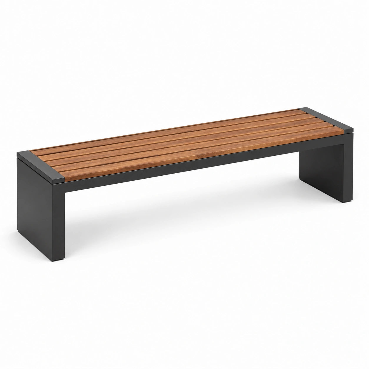 Banc extérieur métal et bois d'acacia 180x45x40 cm noir et brun
