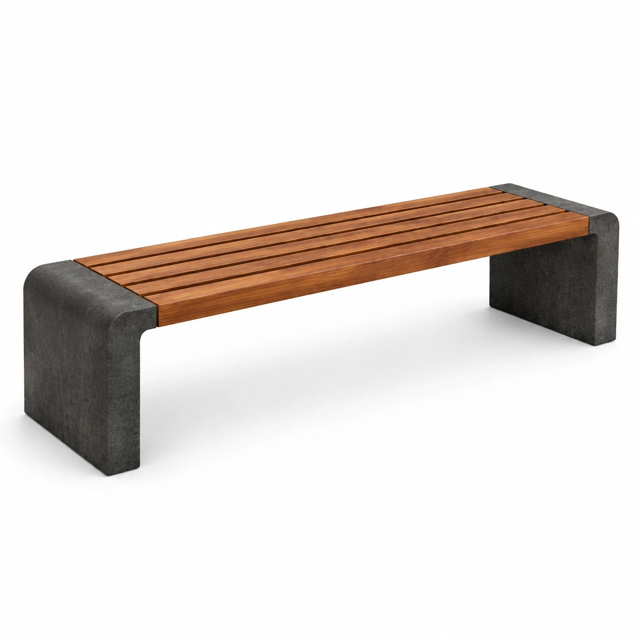 Banc extérieur en bois de teck et béton 180 cm