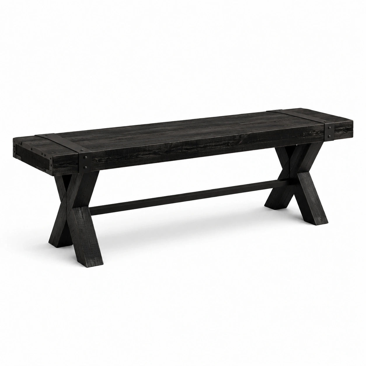 Banc en bois noir 150 cm