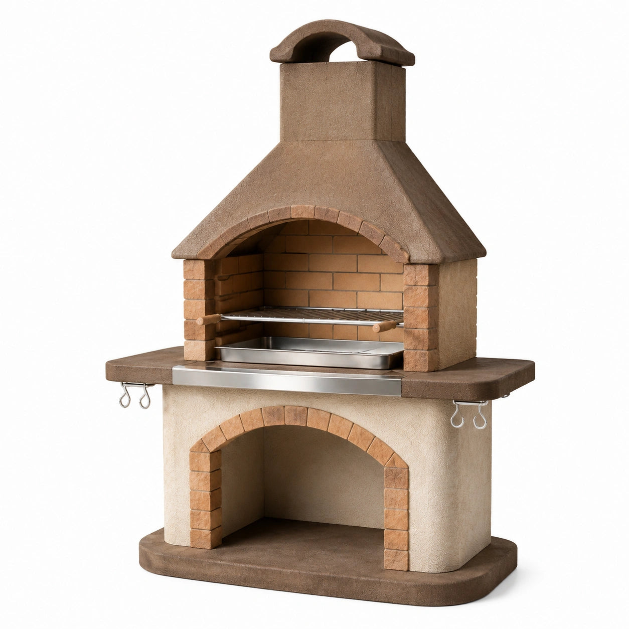 Barbecue en béton avec grille en acier inoxydable, marron