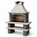 Barbecue en pierre naturelle et acier inoxydable gris