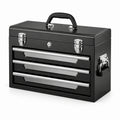 Boîte à outils en métal noir avec 3 tiroirs verrouillables