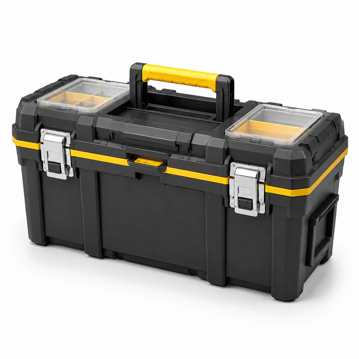 Boîte à outils en plastique noir et jaune avec organiseurs intégrés 60cm x 28cm x 30cm