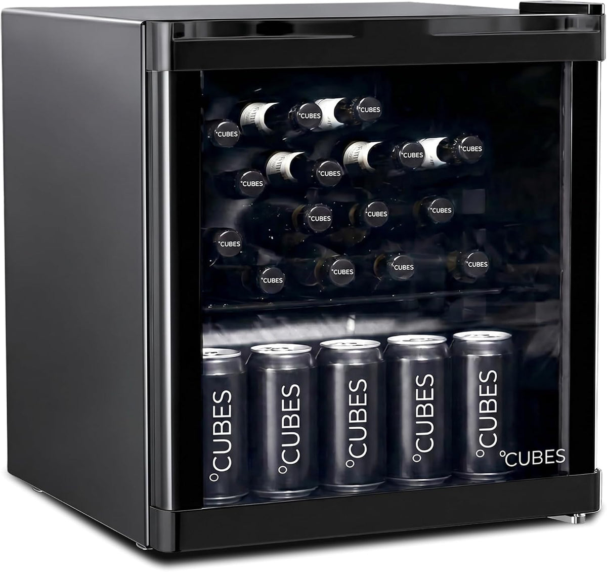 Mini-réfrigérateur, 48 L, 39 dB, verre, noir, pour la cuisine, pour le bureau