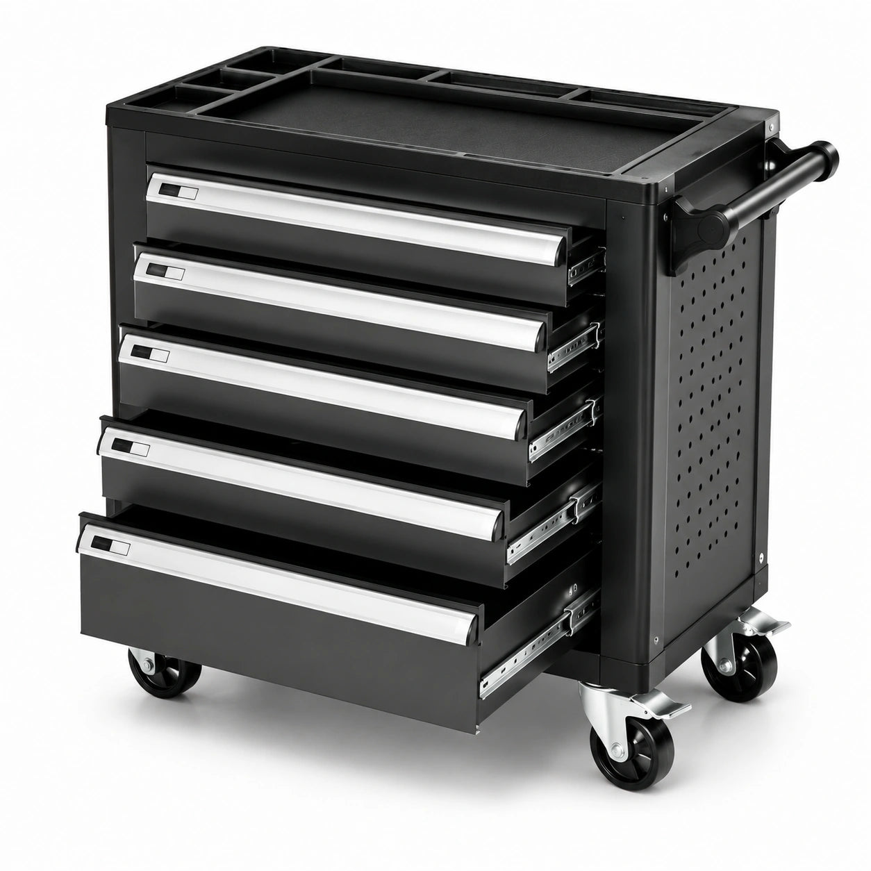 Chariot à outils en métal avec 5 tiroirs noir