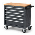 Chariot à outils en métal 6 tiroirs avec plateau en bois de hêtre 77 cm x 95 cm x 40 cm gris