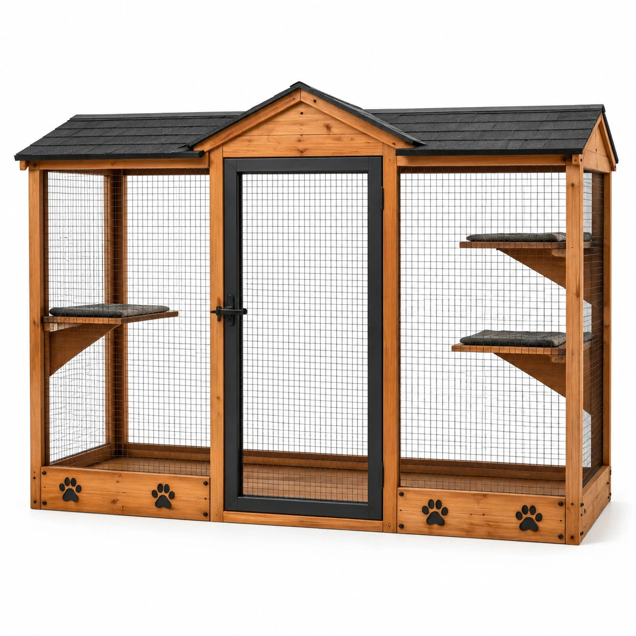 Enclos pour chat en bois de sapin et maille métallique
