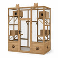 Enclos pour chat en bois et métal avec plateformes