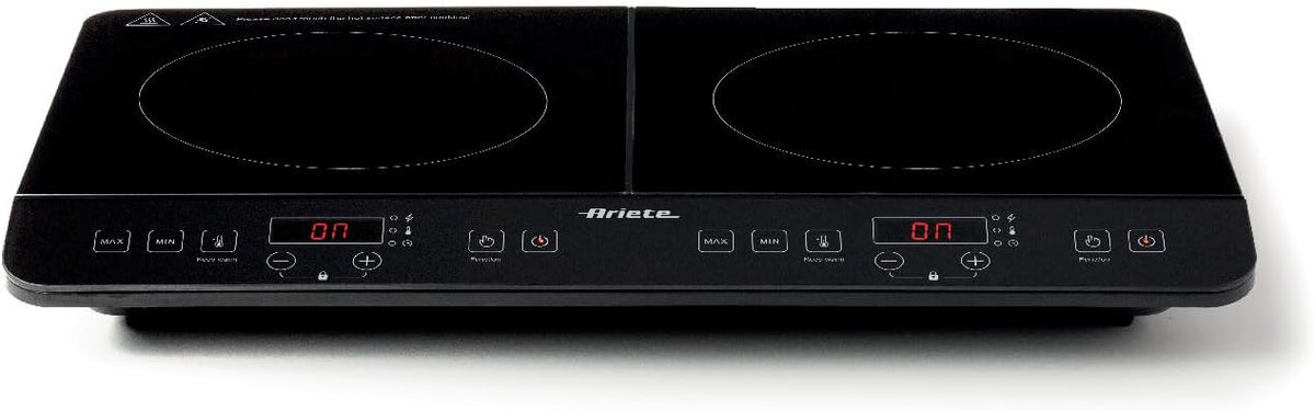 Table de cuisson, 28 × 28 cm, 2000 W, 1500 W, noir, induction, portable, vitrocéramique, 8 niveaux, Ariete