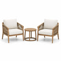 Ensemble bistro en bois d'acacia et corde, 2 fauteuils et 1 table