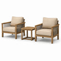 Ensemble fauteuils et table en bois d'acacia et polyester beige