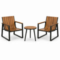 Ensemble en bois et métal avec deux fauteuils et table ronde marron/noir