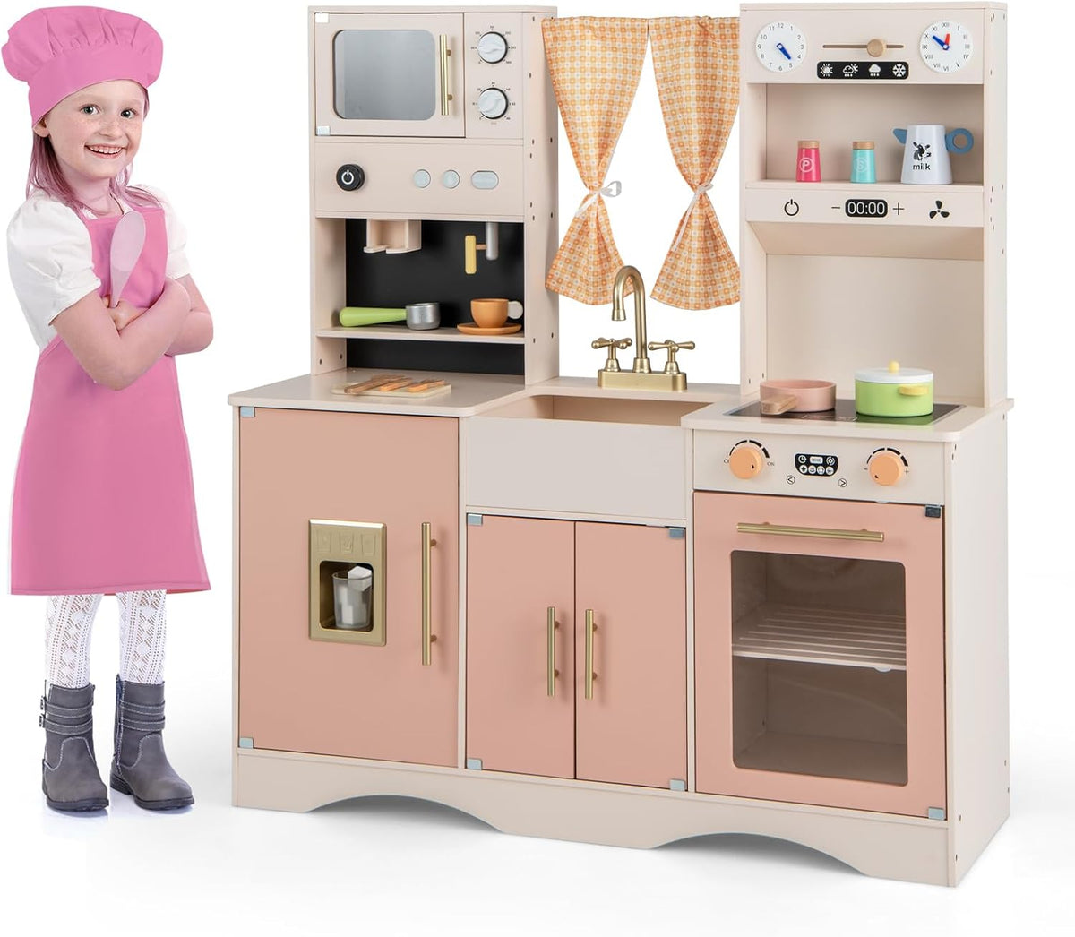 COSTWAY cuisine jouet, bois, pour la cuisine