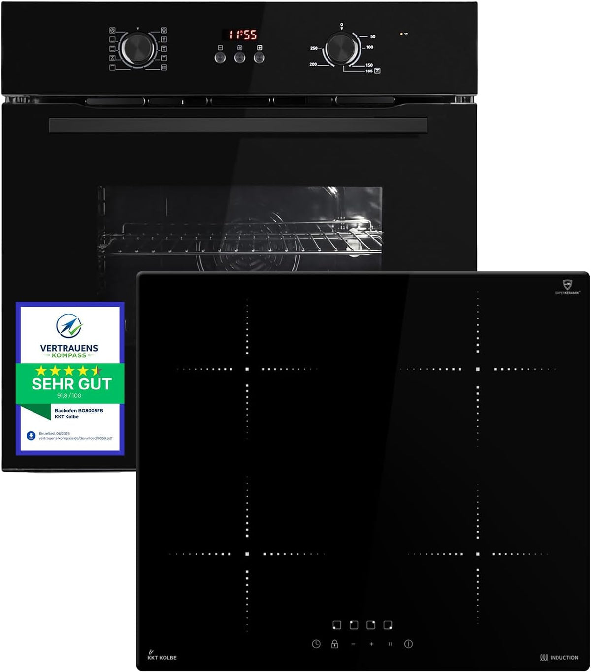 Ensemble four et plaque de cuisson BO8005FB, 60 cm, encastrable, induction, KKT KOLBE