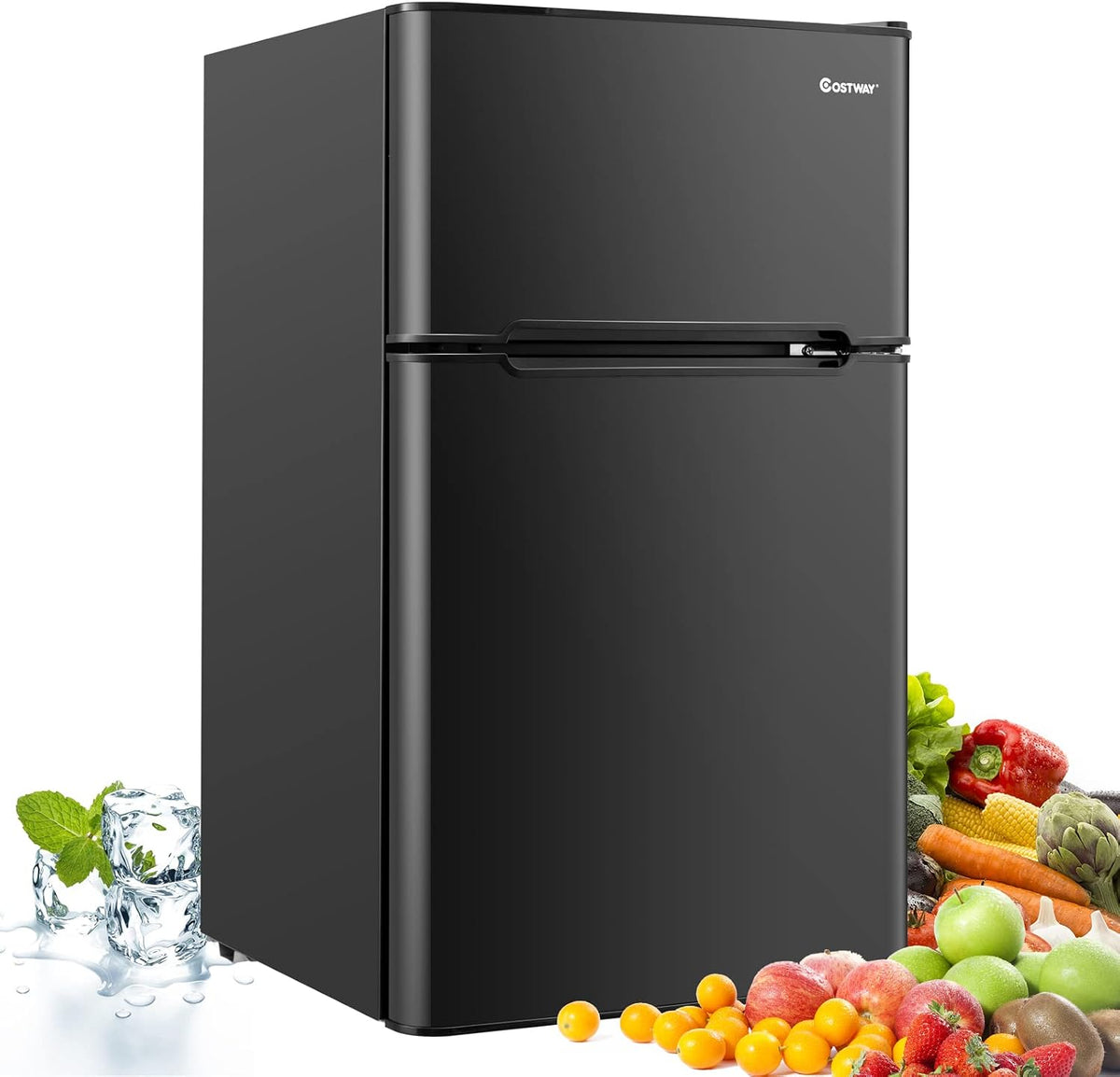 COSTWAY mini-réfrigérateur, 90 L, noir, 7 niveaux