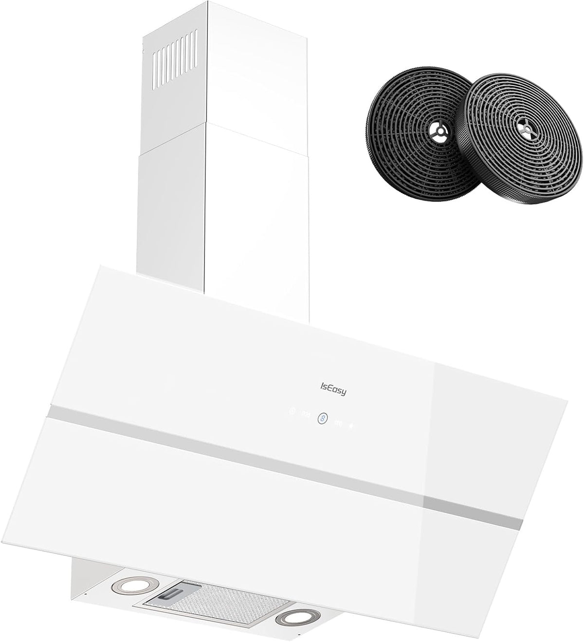 Hotte aspirante, 90 cm, 571 m³/h, 61 dB, blanc, 4 niveaux, IsEasy
