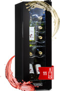 KLARSTEIN cave à vin, 32 L, 5–18 °C, avec éclairage LED, acier inoxydable, noir, pose libre, 12 bouteilles