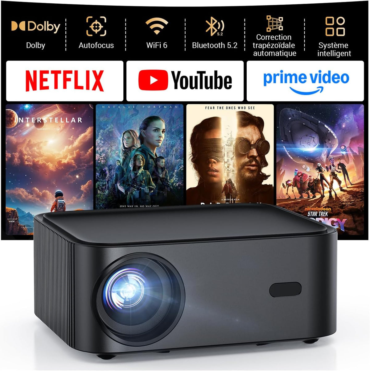 Vidéoprojecteur H11, commande intelligente, 4K, pour la chambre, HAPPRUN