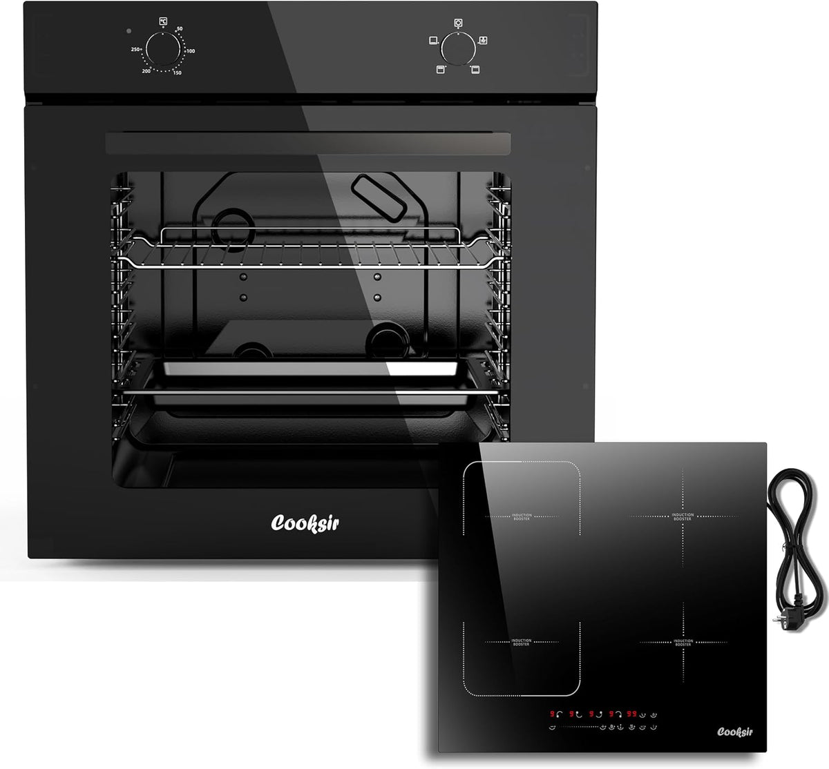Ensemble four et plaque de cuisson, 60 cm, 65 L, induction, encastrable, 4 feux, Cooksir