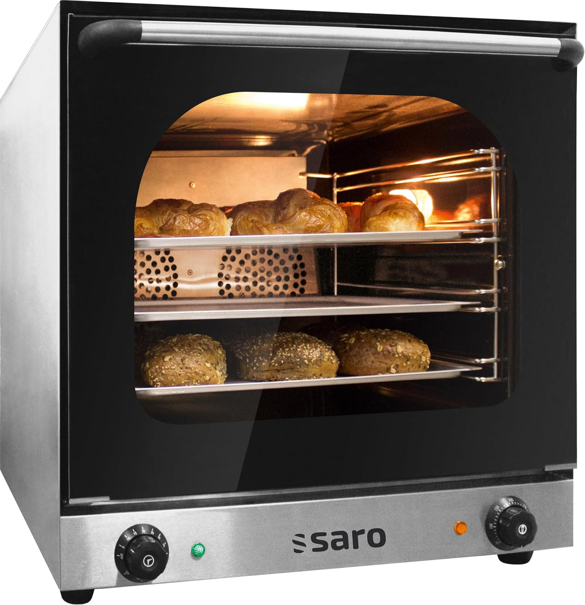 Mini-four, 435 × 315 mm, 300 °C, 2,67 kW, acier inoxydable, convection, Saro