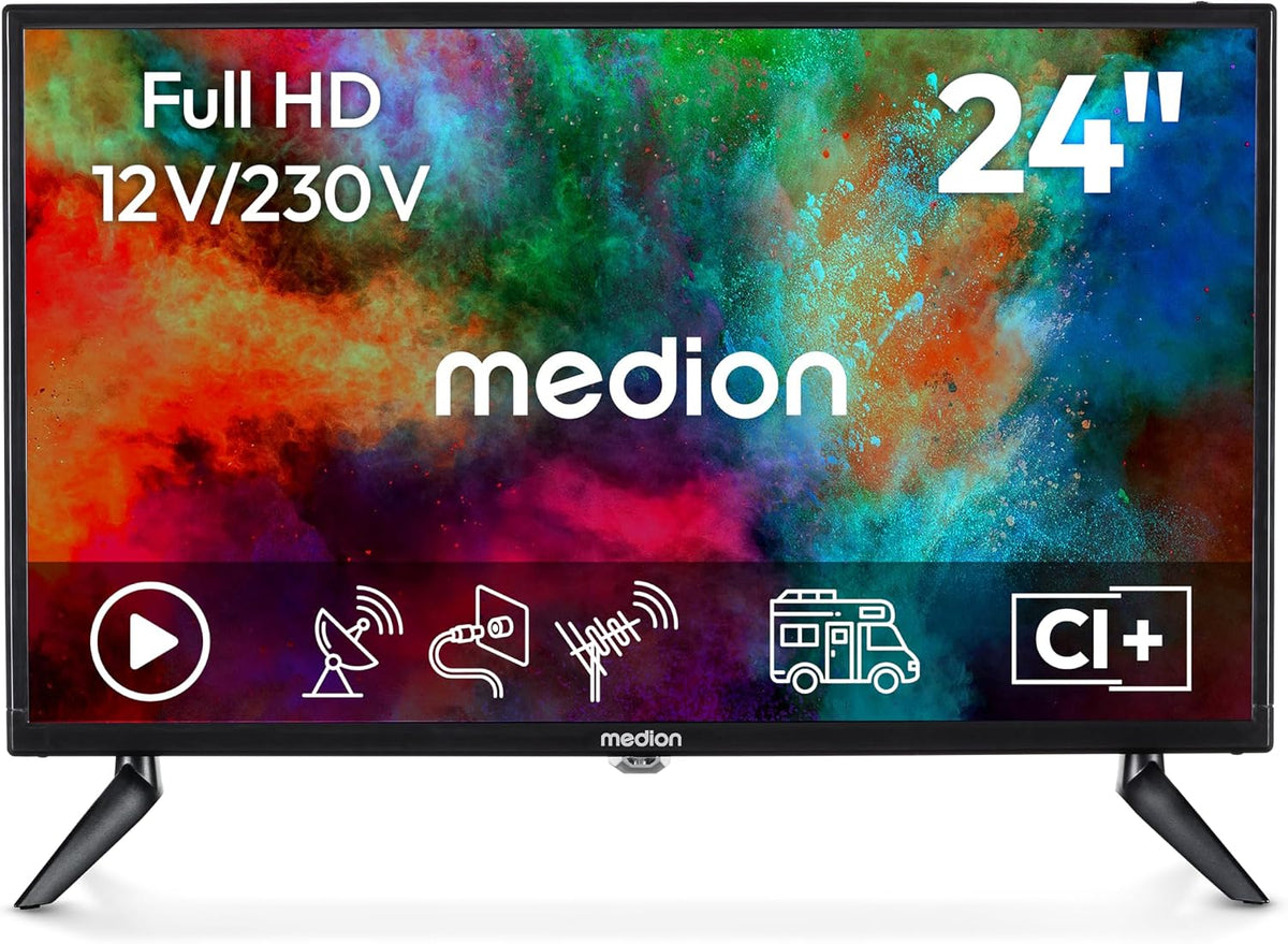 Téléviseur MD 824000, 59,9 cm, 24 pouces, 12 V, Full HD, pour le jardin, MEDION