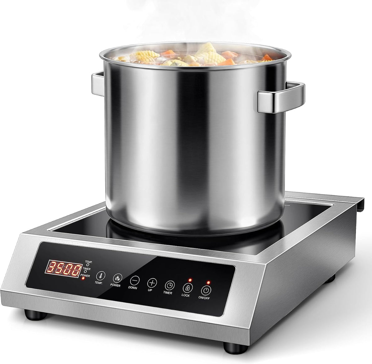Table de cuisson, 24 cm, 3500 W, acier inoxydable, induction, 10 niveaux, KICHPOWER