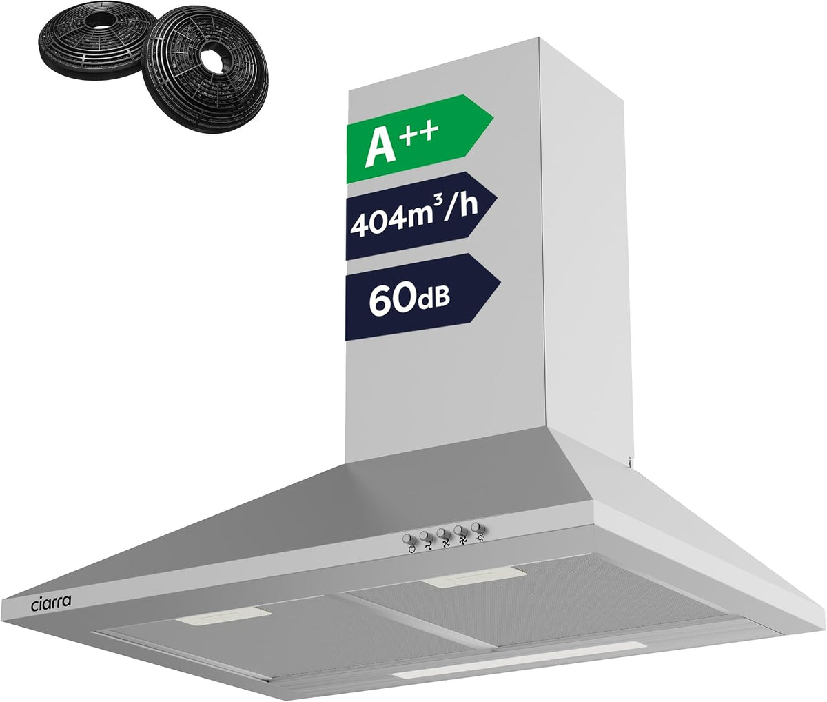 Hotte aspirante CBCS6201, 60 cm, acier inoxydable, CIARRA