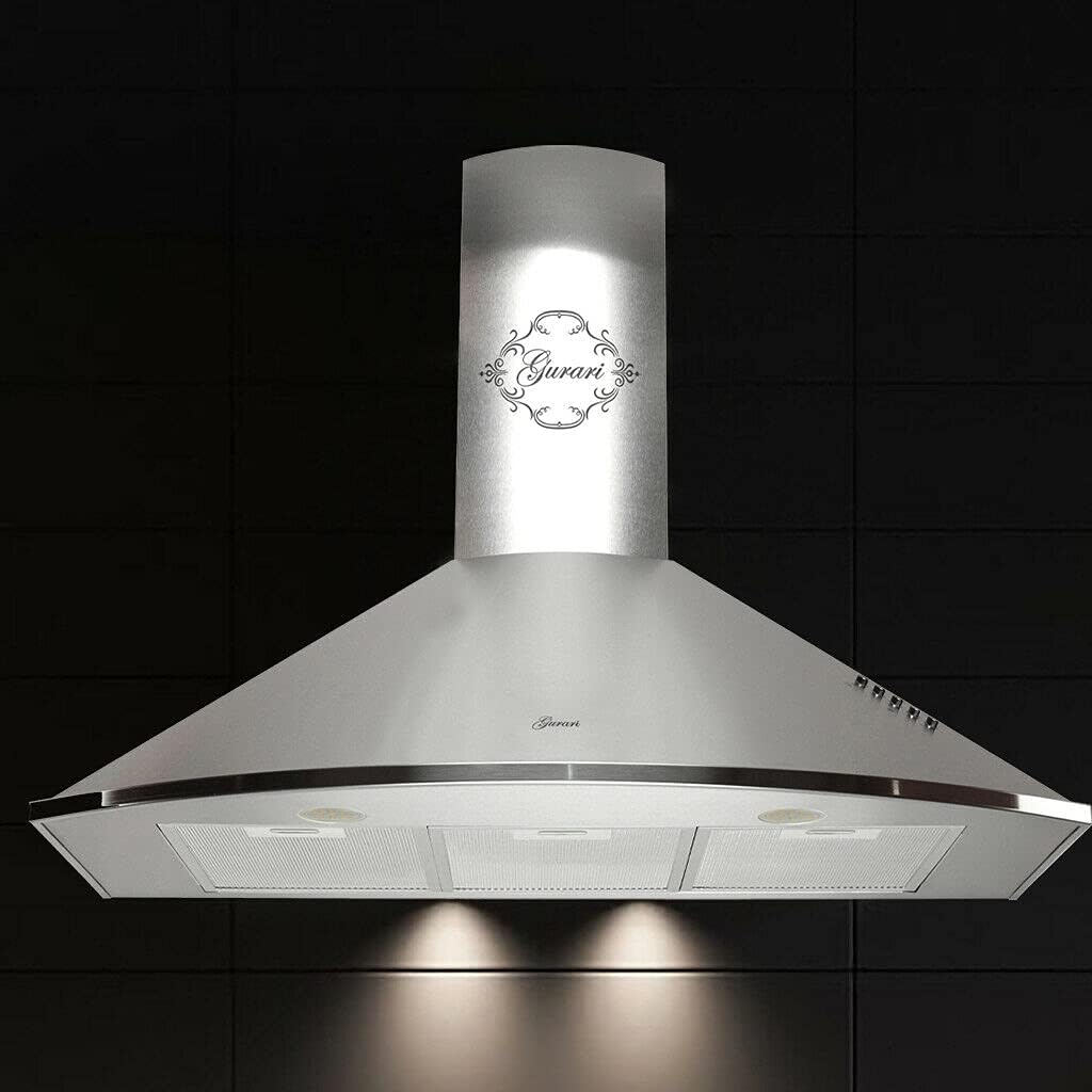 Hotte aspirante, 90 cm, 1000 m³/h, acier inoxydable, Gurari