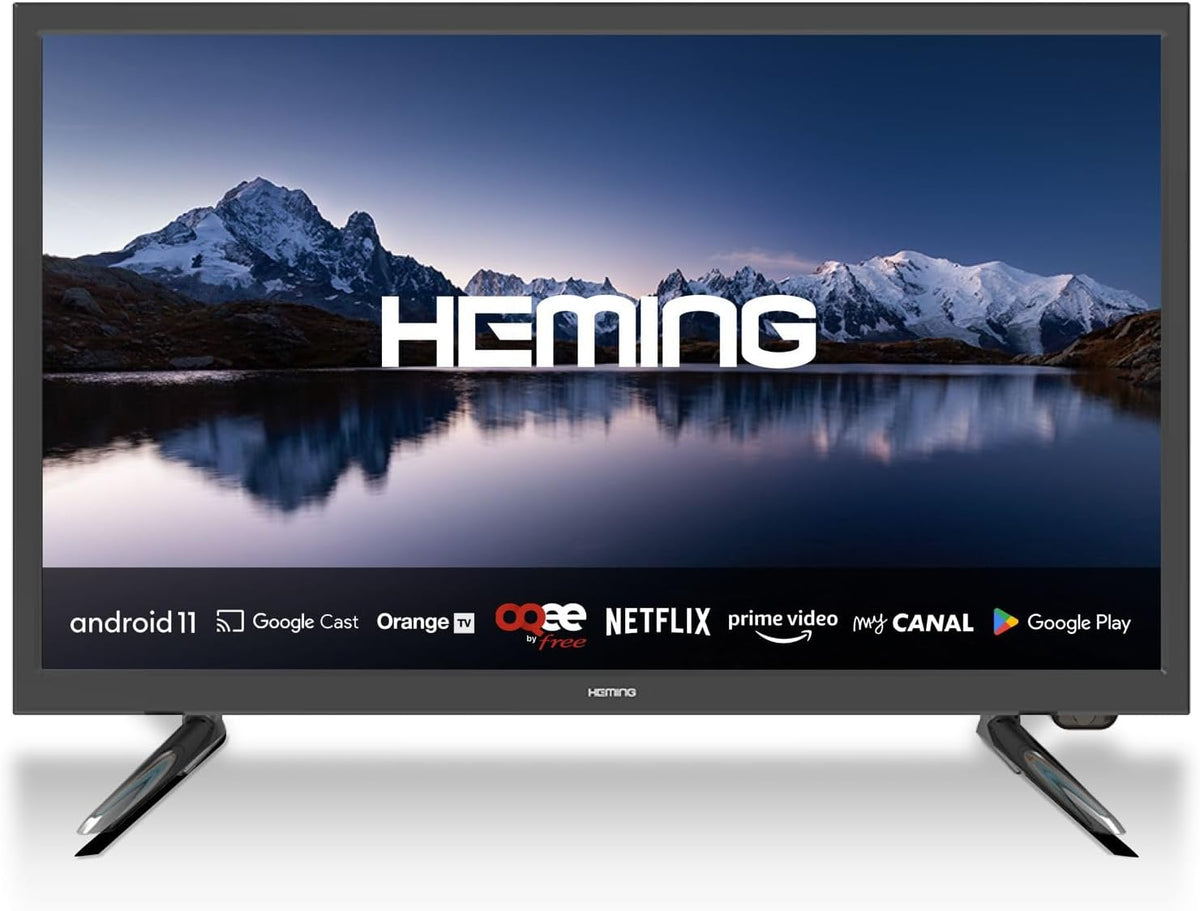 Téléviseur 12 V/24 V/220 V, 55 cm, 22 pouces, avec Wi-Fi, commande intelligente, Bluetooth, Heming