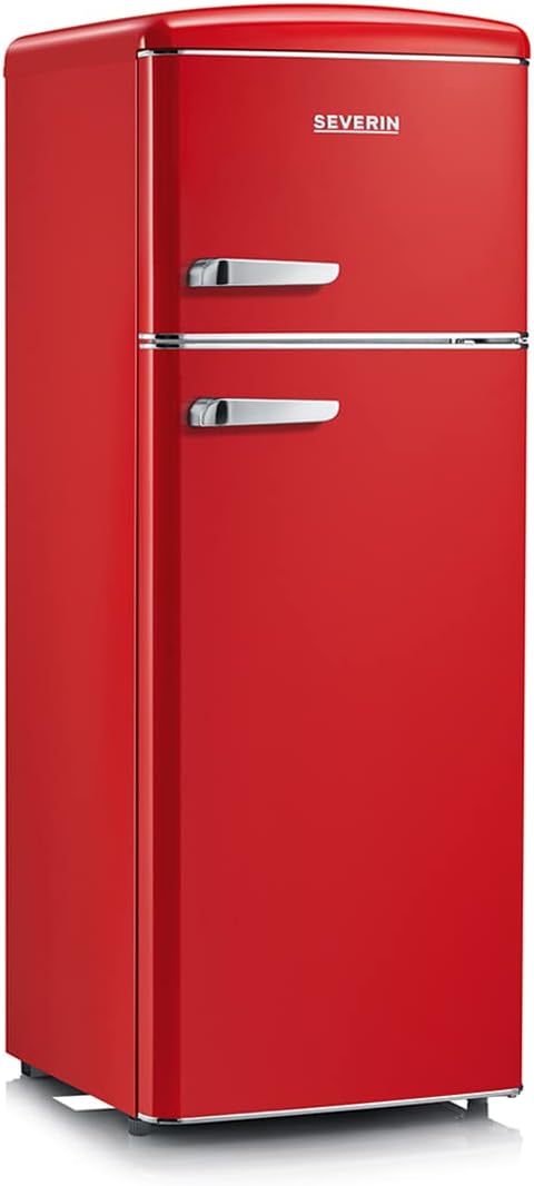 SEVERIN RKG 8930 réfrigérateur-congélateur, 55 cm, 206 L, rouge, pose libre, 2 portes
