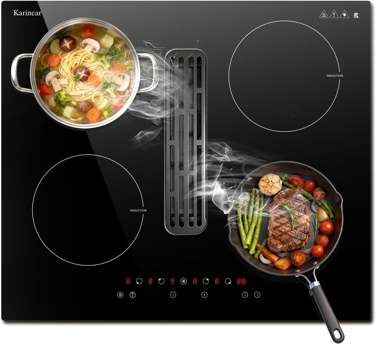 Table de cuisson, 575 × 490 mm, induction, 4 feux, Karinear