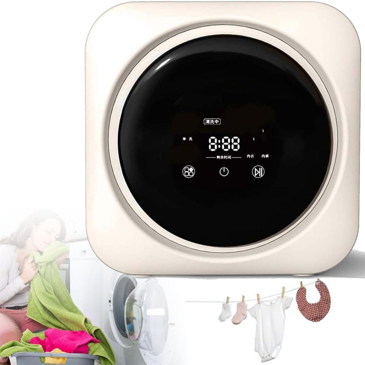 Lave-linge séchant, 3,5 L, électrique, portable, compact