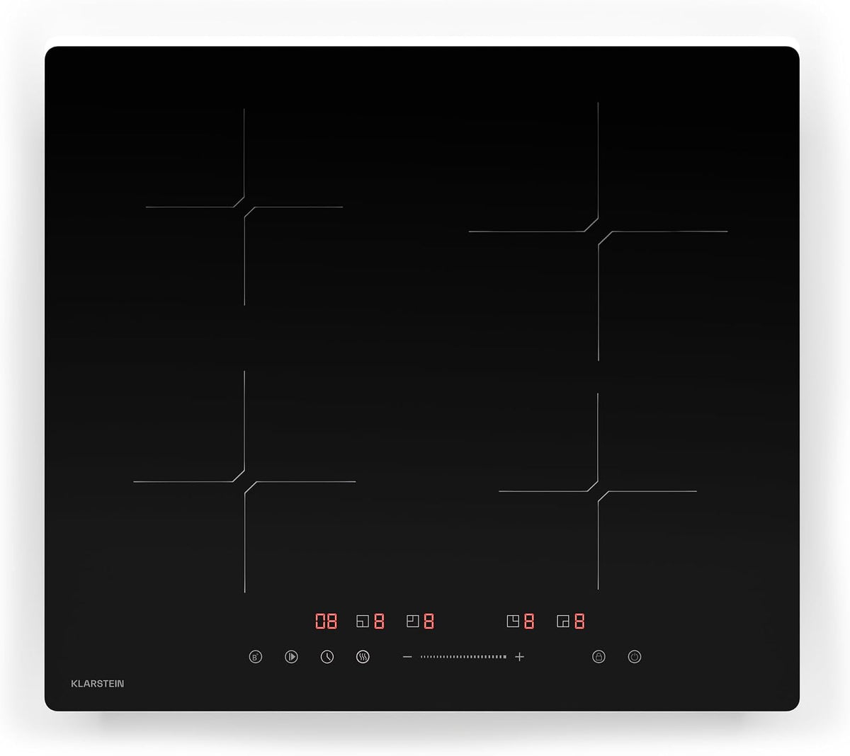 Klarstein table de cuisson, 60 cm, 7400 W, noir, induction, encastrable, 4 zones, 9 niveaux