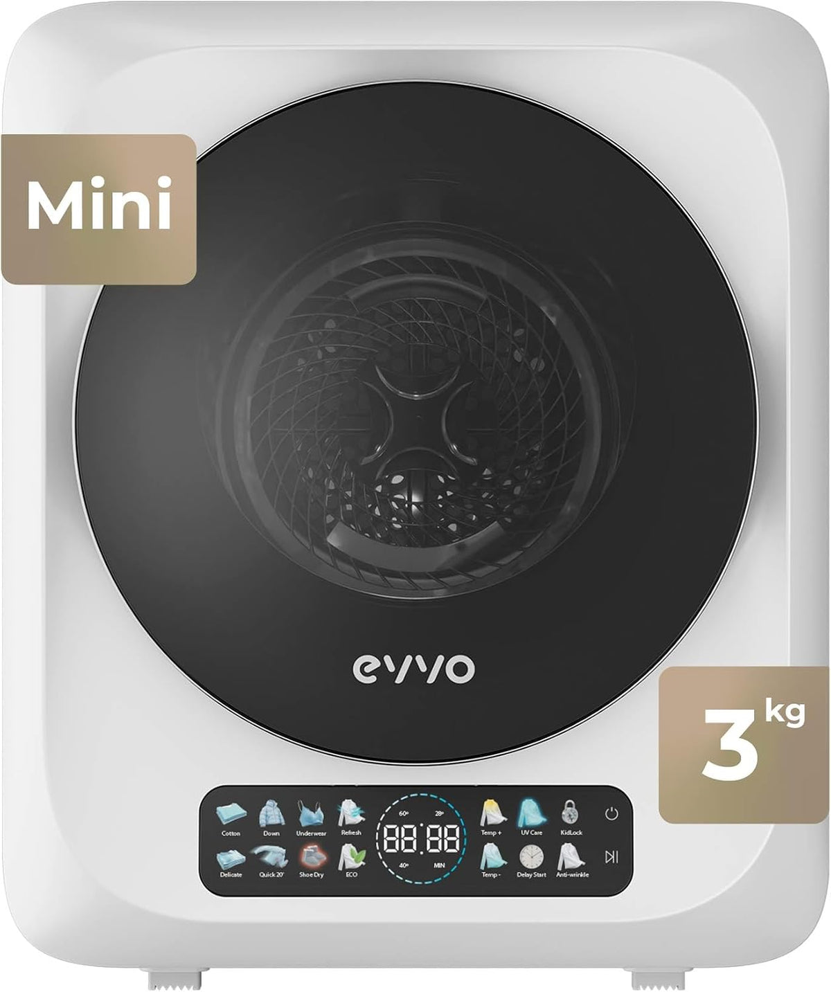 Sèche-linge, 3 kg, portable, compact, EVVO
